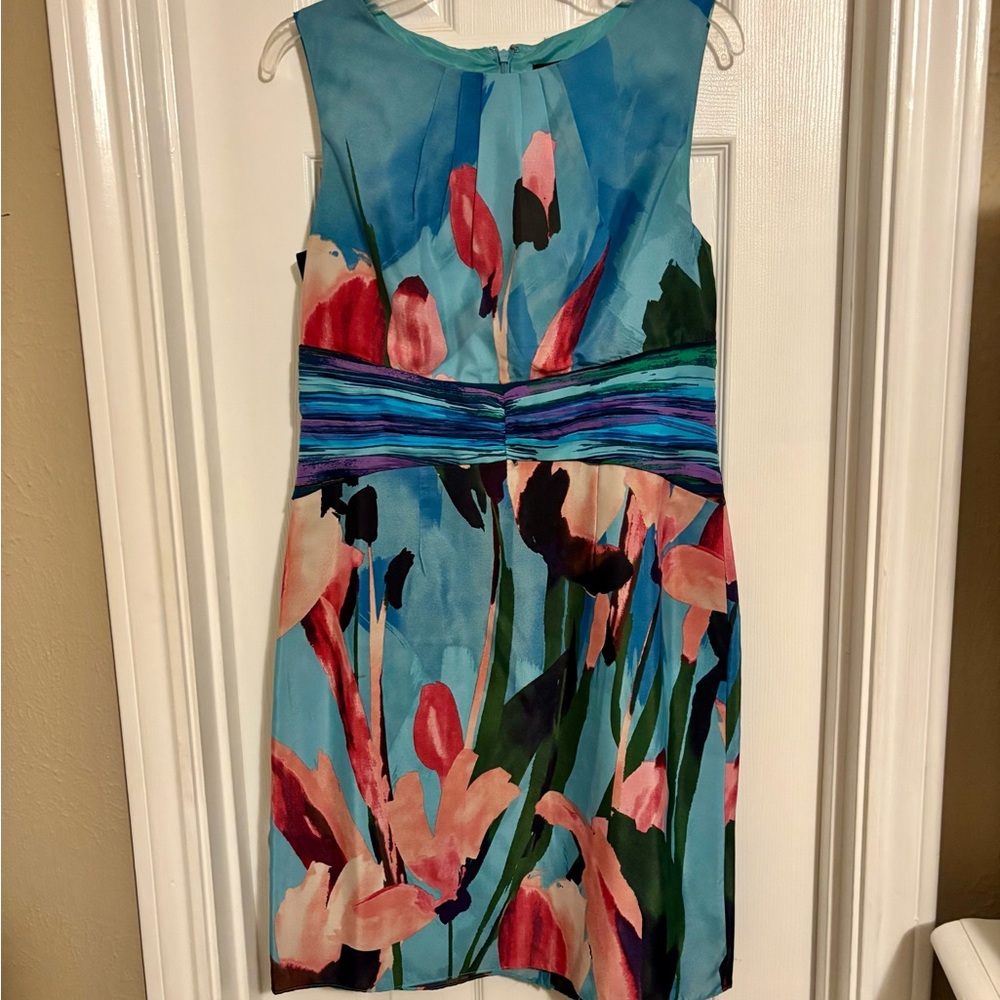 Adrianna Papell Blue Floral Mini Dress